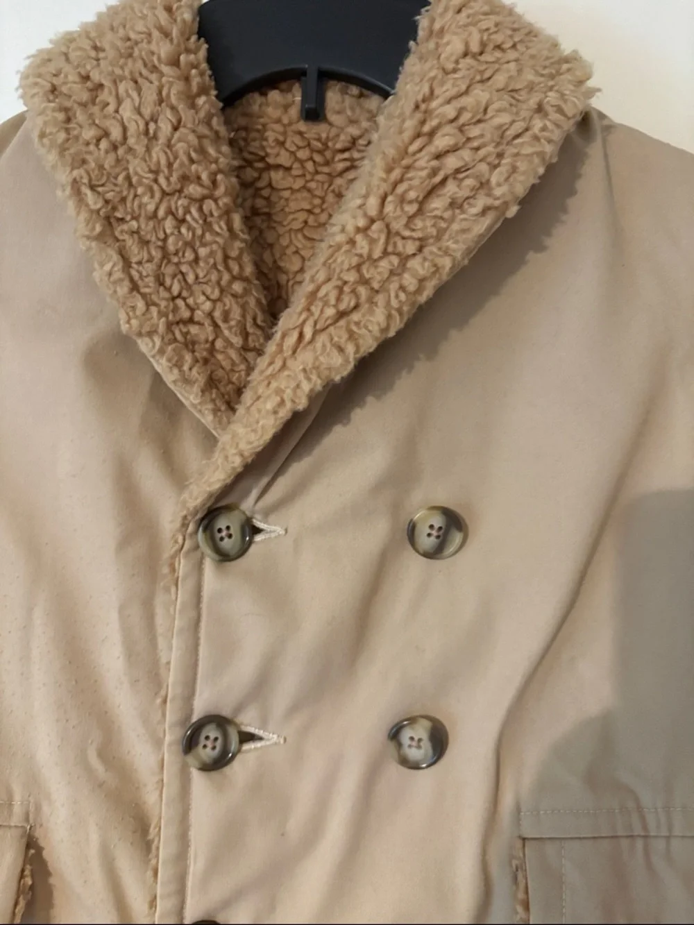 Vtg boys  1970’s Peacoat Tan Sherpa Lined Jacket size? 7/8 retro turtle vagabond